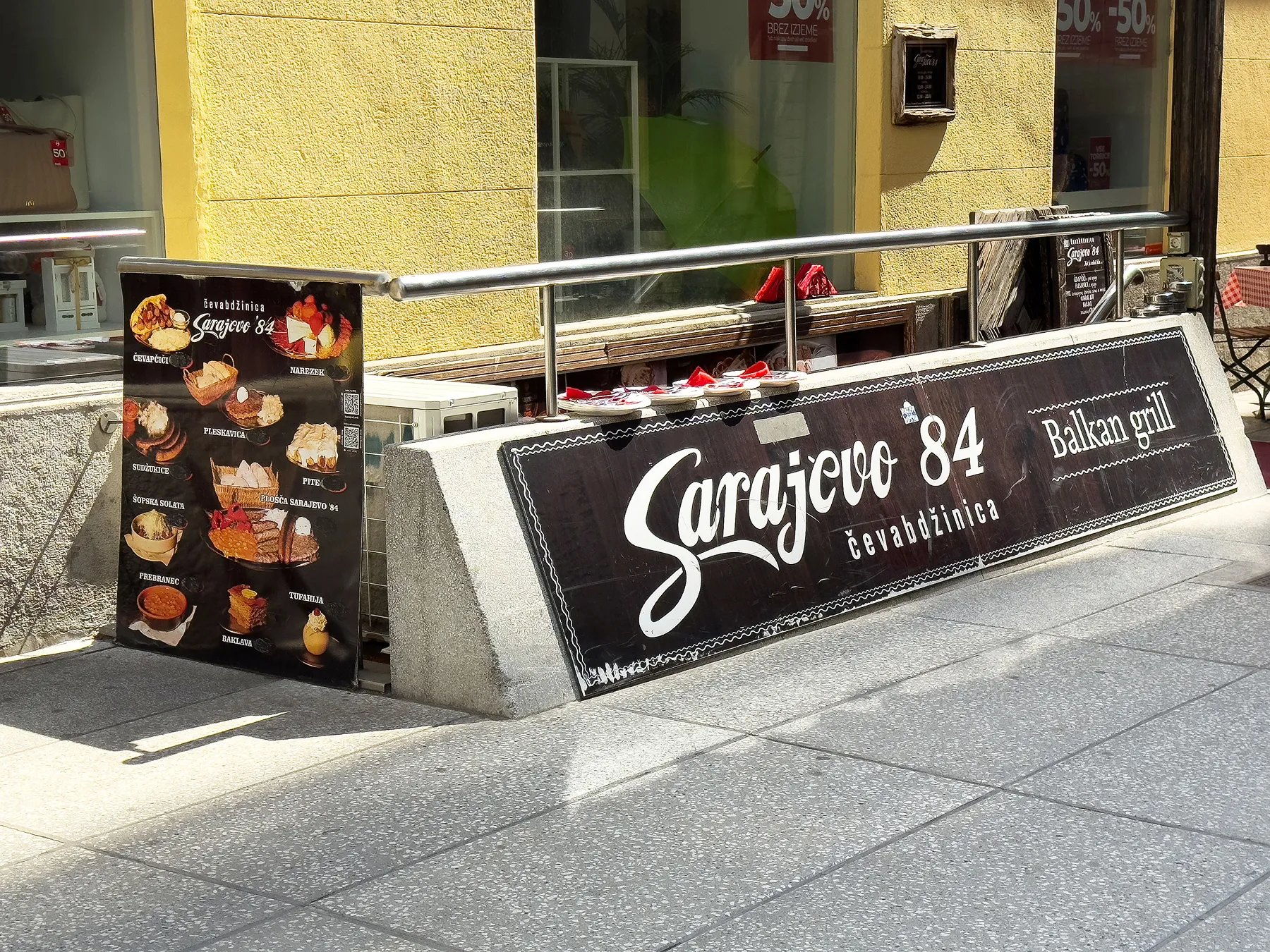 sidewalk menu and signs